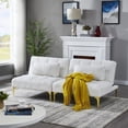 thumbnail image 1 of Nmkwnr 2 Seater Convertible Sofa Couch with Gold Metal Legs, Fabric Loveseat Sofa for Home, Office, Living Room, White, 1 of 9