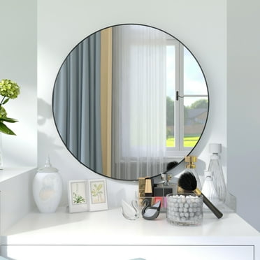 Nmkwnr 24" Black Frame Circular Wall Mirror