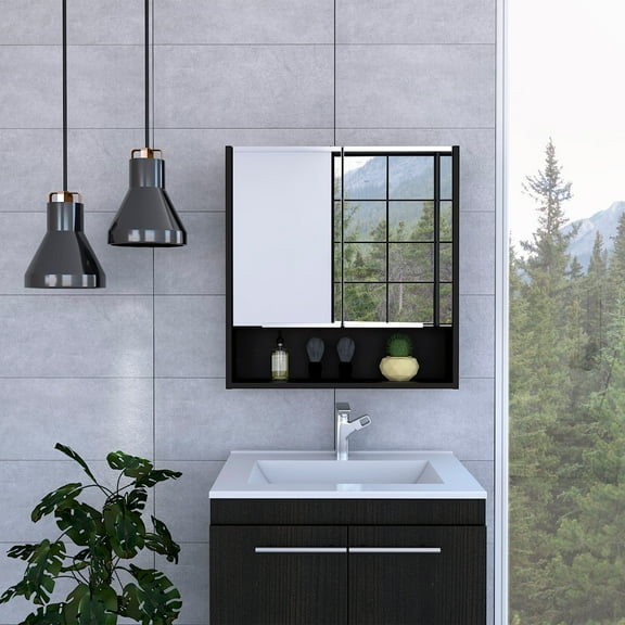 Nmkwnr 24" Wall Cabinet with Mirror and 1 Shelf, Perfect for Home, Bathroom