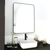 Nmkwnr 24 x 32 Inch Black Aluminum Frame Bathroom Mirror Makeup Mirror Vanity Mirror