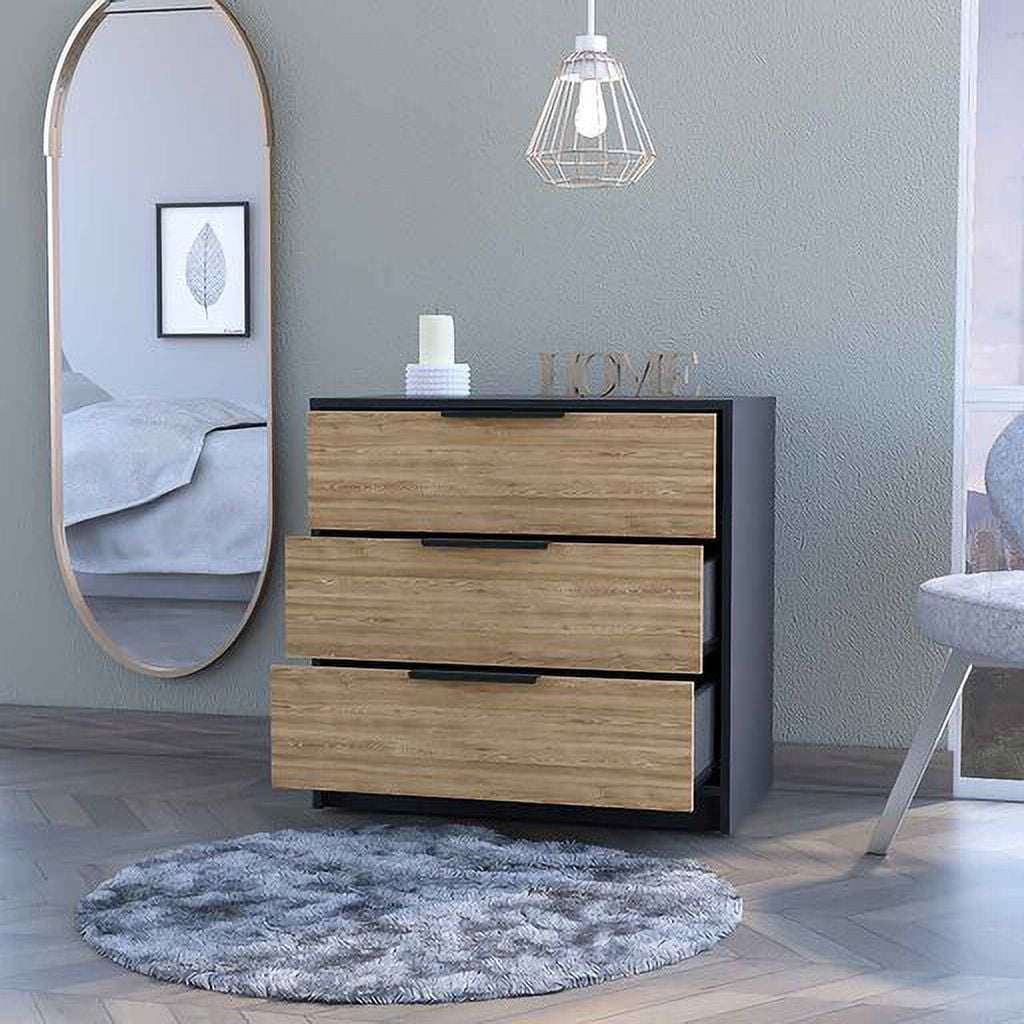 brown dresser with silver handles Mansfield 3-Drawer Chest by Copeland  Vermont Woods Studios