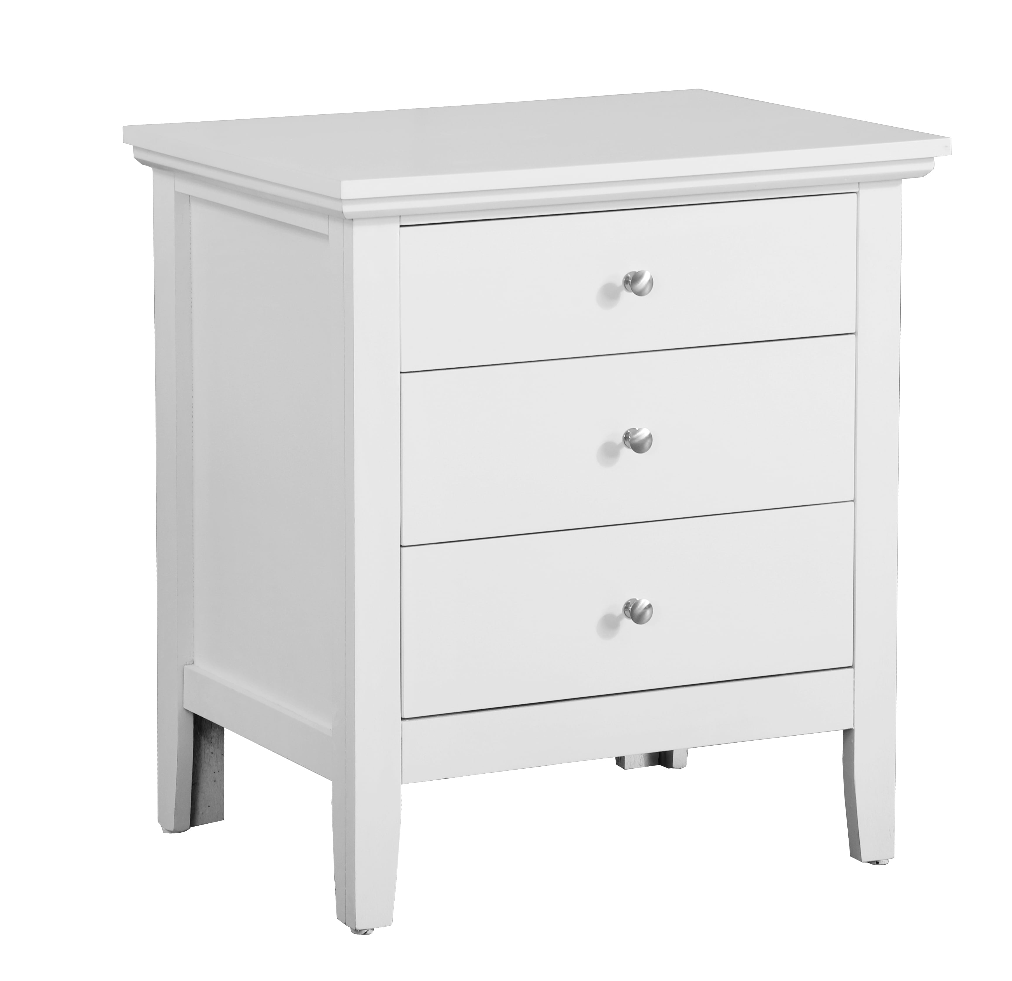 White 3-Drawer Solid and Manufactured Wood Nightstand