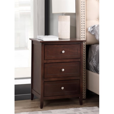 Nmkwnr 3 Drawer Nightstand with Handle, Beside Table for Living Room, Bedroom, Office, Dark Brown
