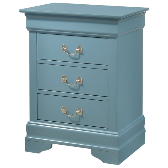 Nmkwnr 3 Drawer Nightstand with Metal Handle, Beside Table for Living Room, Bedroom, Office, Blue
