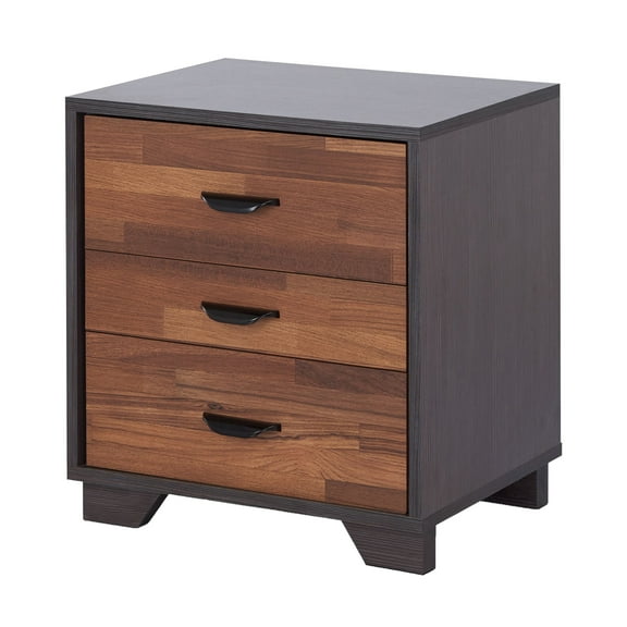 Nmkwnr 3 Drawer Rectangular Accent Table Beside Table Nightstand for Living Room, Bedroom, Brown + Dark Brown