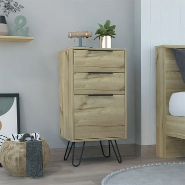 Nmkwnr 3 Drawers Dresser for Home, Bedroom, Light Brown