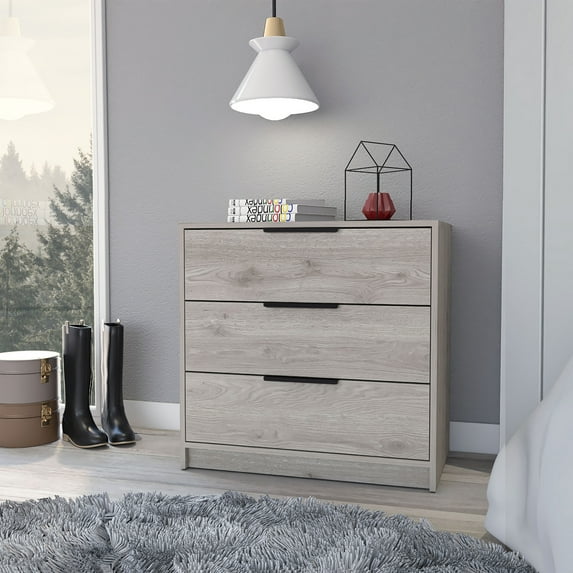Nmkwnr 3 Drawers Dresser for Home, Bedroom, Office Light Gray