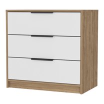 Nmkwnr 3 Drawers Dresser for Home, Bedroom, White   Light Brown