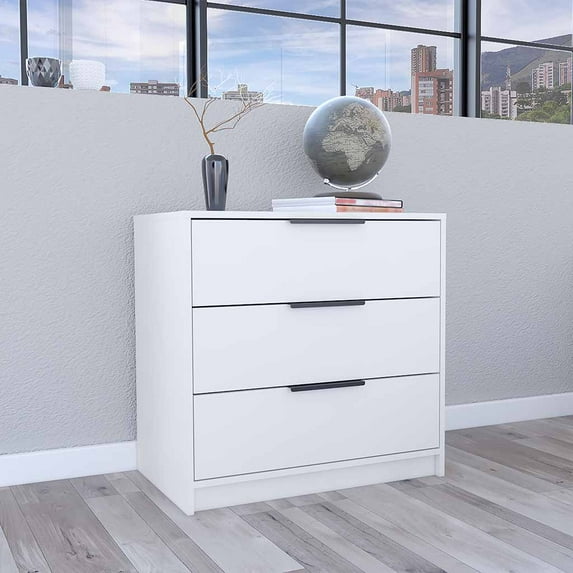 Nmkwnr 3 Drawers Dresser for Home, Bedroom, White