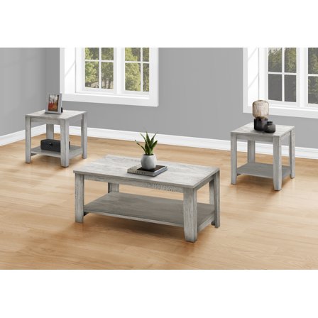 Nmkwnr 3 Pack Wood Coffee Table End Table Side Table Set for Living Room, Office, Kitchen, Gray