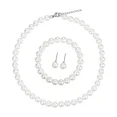 thumbnail image 1 of Nmkwnr 3 Pcs 8mm Round Pearl Earring Pearl Bracelet Faux Pearls Necklace Set Wedding Pearl Jewelry for Women, 1 of 6