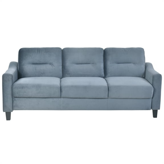 Nmkwnr 3 Seater Loveseat Sofa with Wood Frame, Velvet Sofa Couch for Living Room Bedroom Office, Gray