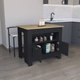 thumbnail image 1 of Nmkwnr 35" H Kitchen Island with 2 Doors and 3 Open Shelves, Perfect for Living Room, Dining Room, Kitchen, Black+Brown, 1 of 7