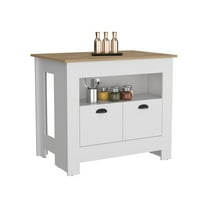 Nmkwnr 35" H Kitchen Island with 2 Doors and 3 Shelves, Perfect for Living Room, Dining Room, Kitchen, White Brown