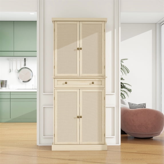 Nmkwnr 4 Door Storage Cabinet with 1 Drawer and 4 Adjustable Inner Shelves