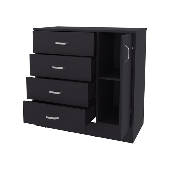 Nmkwnr 4 Drawer Dresser with 2 Inner Shelves, Single Door Storage Cabinet for Bedroom, Living Room