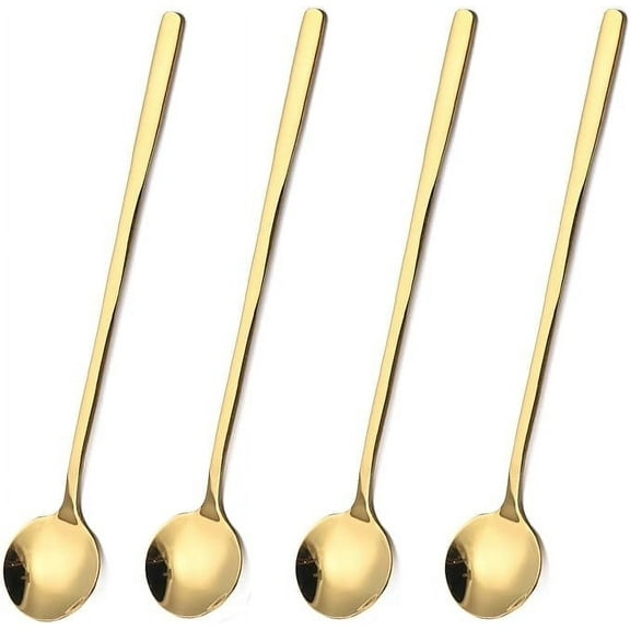 Nmkwnr 4 Pack Long Handle Soup Spoons Stainless Steel Spoons Rice Spoon for Home, Kitchen, Restaurant, 5.3 inch