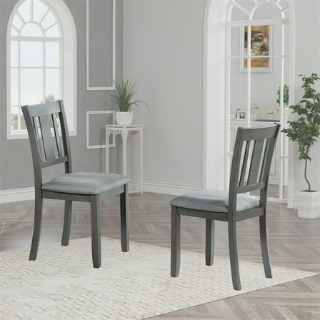 Nmkwnr 4 Pack Upholstered Seat Side Chair Wood Frame Dining Chair for Dining Room, Living Room, Gray