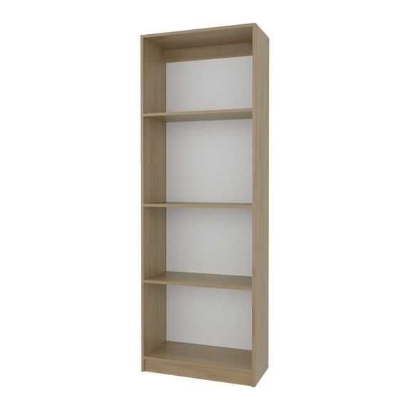 Nmkwnr 4 Shelves Wood Bookshelf Bookcase for Living Room, Office, Brown + White