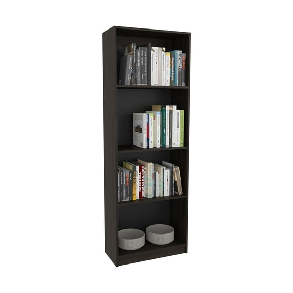 Nmkwnr 4 Shelves Wood Bookshelf Bookcase for Living Room, Office, Dark Brown