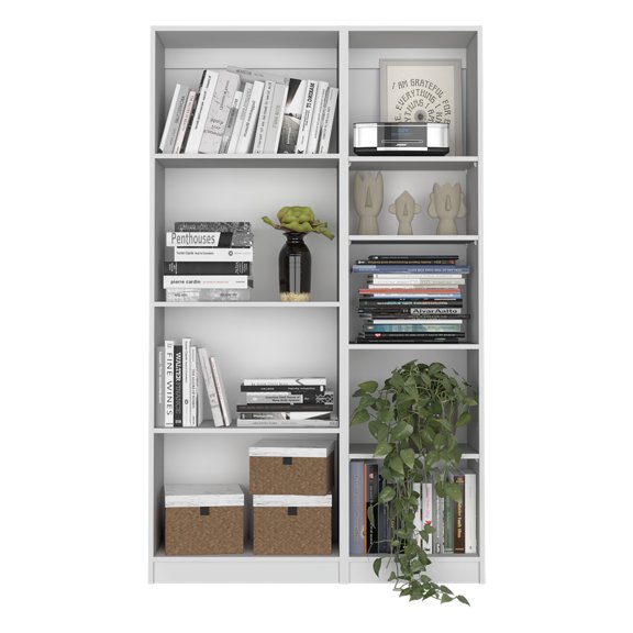 Nmkwnr 42" Wide 9 Tier Open Wood Bookcase Bookshelf Book Display Rack for Living Room, Office, White