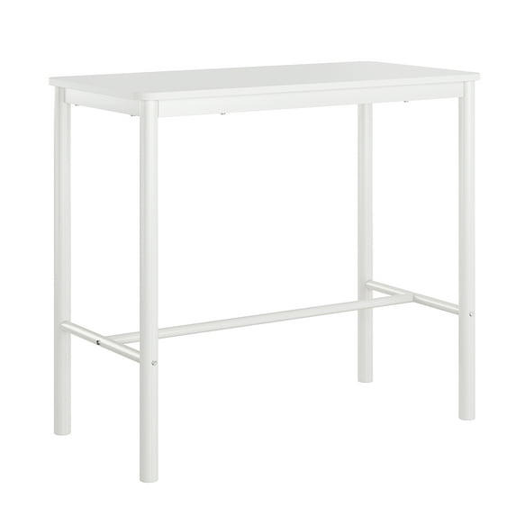 Nmkwnr 47 inch Rectangular Bar Table with Metal Legs, Counter Height End Table for Living Room, Dining Room, White