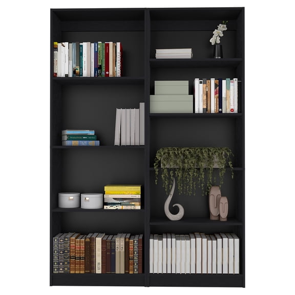 Nmkwnr 49" Wide 9 Shelves Open Wood Bookcase Bookshelf Book Display Rack for Living Room, Office, Black