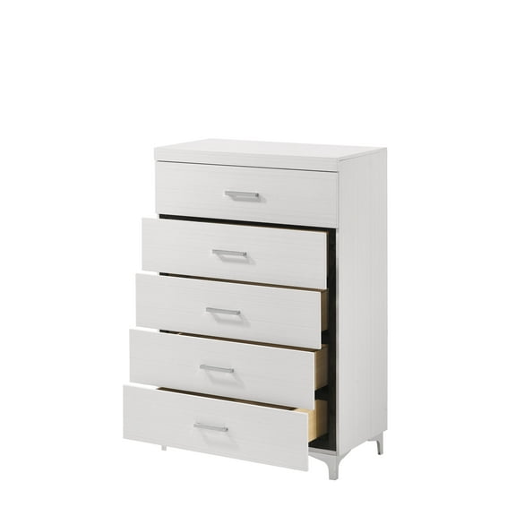 Nmkwnr 5 Drawer Dresser with Metal Legs, Perfect for Living Room, Bedroom, White