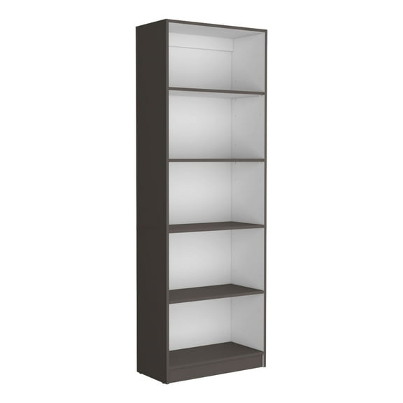 Nmkwnr 5 Open Shelves Book Dispaly Shelf Bookcase for Home, Office, Gray + White