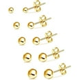thumbnail image 1 of Nmkwnr 5 Pairs 316L Steel Stud Earrings Lightweight 3-7mm Ball Stud Earrings Set for Women Men, Gold, 1 of 5