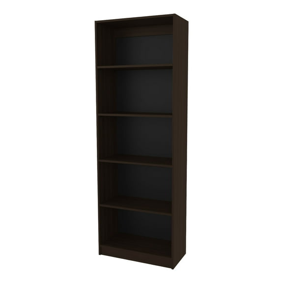 Nmkwnr 5 Shelves Wood Open Bookcase Bookshelf for Living Room, Office, Dark Brown