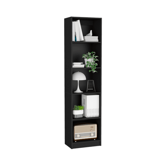 Nmkwnr 5 Tiers Open Bookcase Bookshelf Book Display Rack for Home, Office, Black