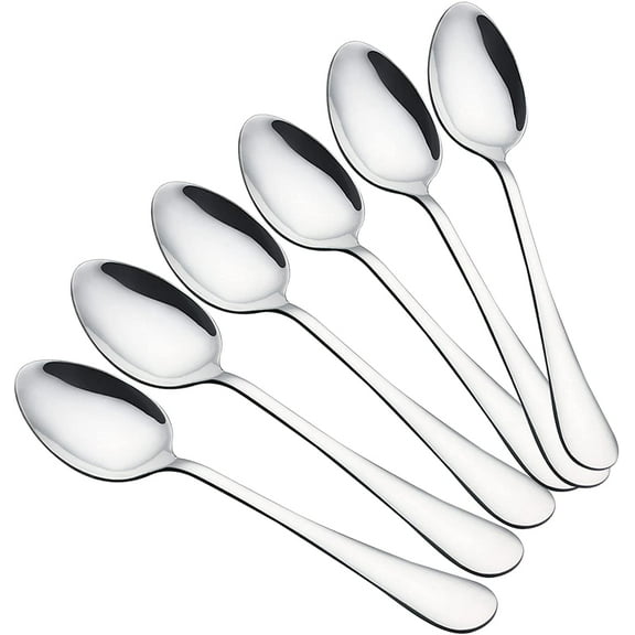 Nmkwnr 6 Pack 4.5 inches Dinner Spoons Teaspoons Stainless Steel Spoon Dessert Spoons for Home, Kitchen, Restaurant