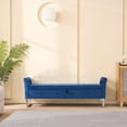 thumbnail image 1 of Nmkwnr 67.91" Upholstered Storage Bench with Armrests, Soft Velvet Storage Ottoman for Living Room, Entryway, Bedroom, Navy Blue, 1 of 8