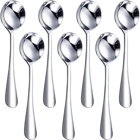 Nmkwnr 7 Pack Stainless Steel Spoons Soup Spoons Dinner Spoons Silverware Set for Home Kitchen Restaurant,6.3 Inch