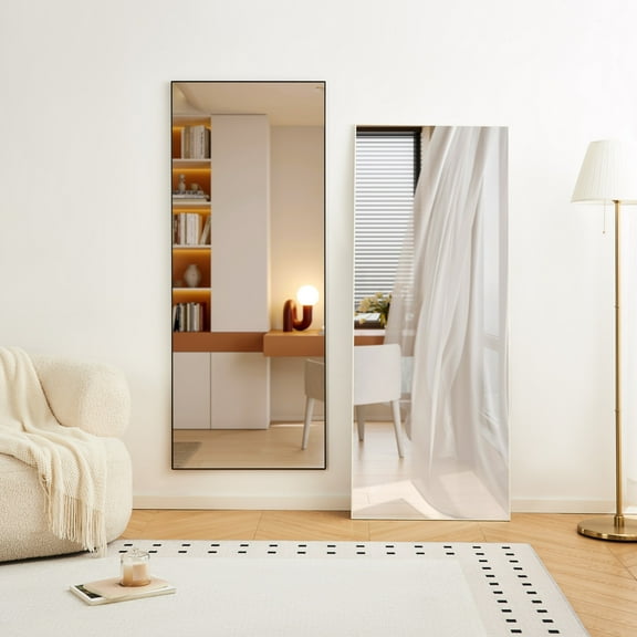 Nmkwnr 70" x 31" Rectangle Full Length Mirror Aluminum Alloy Frame Dressing Mirror for Bedroom, Living Room, White