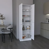 Nmkwnr 71" H Wood Kitchen Pantry Cabinet with 5 Shelves, 4 Doors Storage Cabinet for Dining Room, Kitchen, White