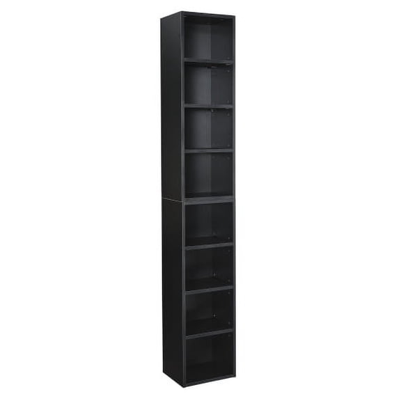 Nmkwnr 8 Tiers Tall Bookcase Display Bookshelf Media Tower Rack Storage Cabinet for Living Room, Office, Black