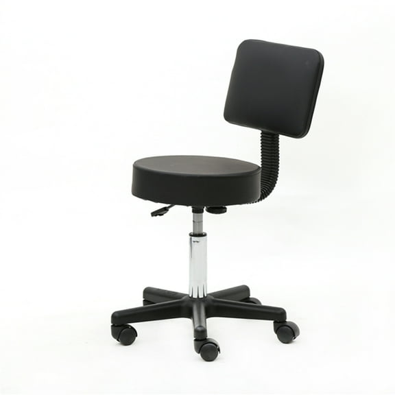 Nmkwnr Adjustable Stool with Back and Wheels, Black