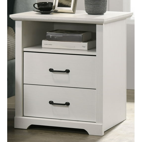 Nmkwnr Bedside Table with USB Charging Ports, 2 Drawer Nightstand for Living Room, Office, Bedroom, White