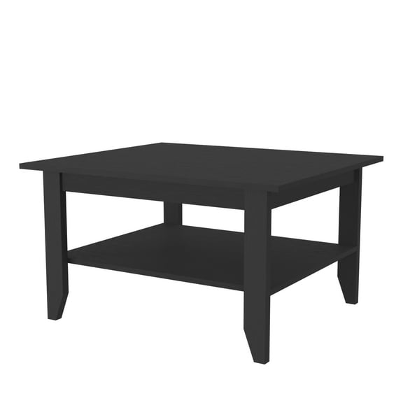 Nmkwnr Coffee Table with Bottom Shelf, Rectangle Center Table for Living Room, Office, Black