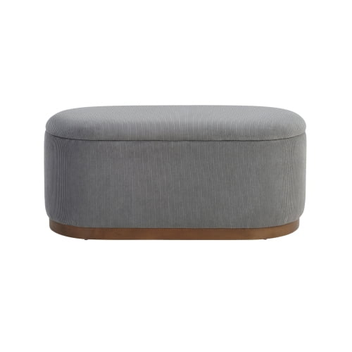 Nmkwnr Corduroy Upholstered Seat Storage Bench with Wood Frame, Perfect for Living Room, Bedroom, Office, Gray