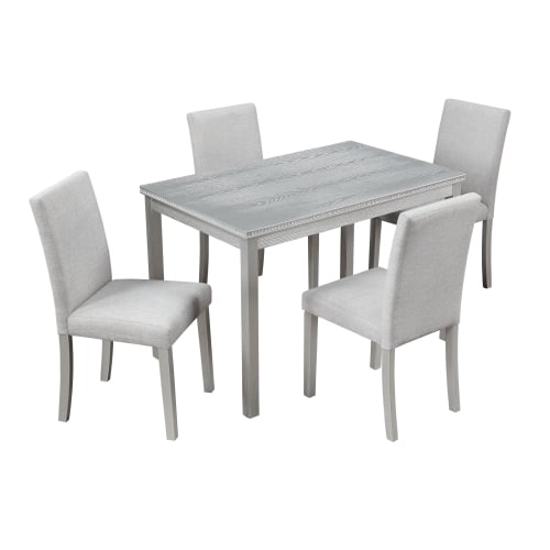 Nmkwnr Dining Table with 4 Pack Padded Seat Chair, Wooden Dining Desk Chair Set for Dining Room, Living Room, Gray