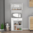 thumbnail image 1 of Nmkwnr Double Door Kitchen Cabinet with 1 Drawer and 2 Shelves and 3 Side Shelves, White, 1 of 7