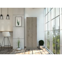 Nmkwnr Double Door Storage Cabinet with 5 Inner Shelves, Light Gray