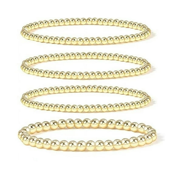 Nmkwnr Elastic Adjustable Bracelet Bead Ball Bracelets 14K Gold Plated Bracelet Set for Women