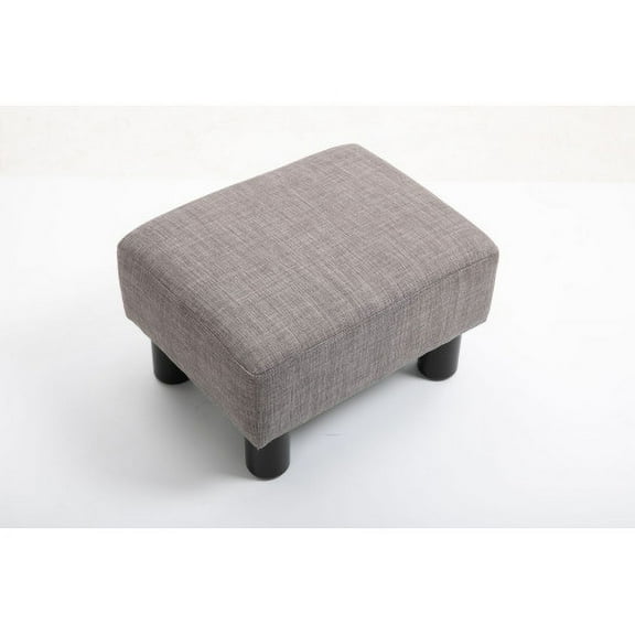 Nmkwnr Linen Fabric Ottoman Foot Stool with Plastic Legs, Ottoman for Living Room, Gray
