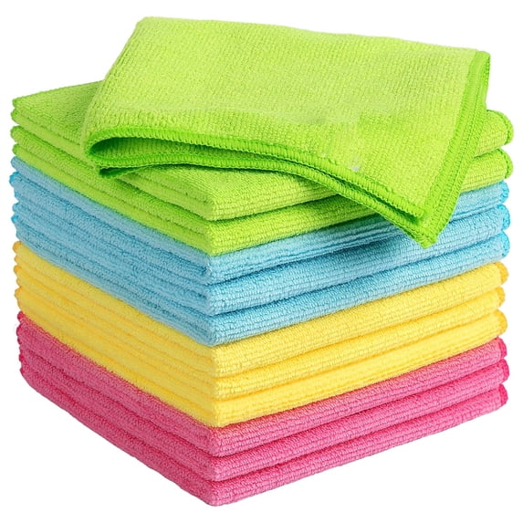 Nmkwnr Microfiber Cleaning Cloth 12 Pack Microfiber Towels Highly Absorbent Reusable Cleaning Rags for Car, Household, Kitchen, Window, 10"x10", Multicolor