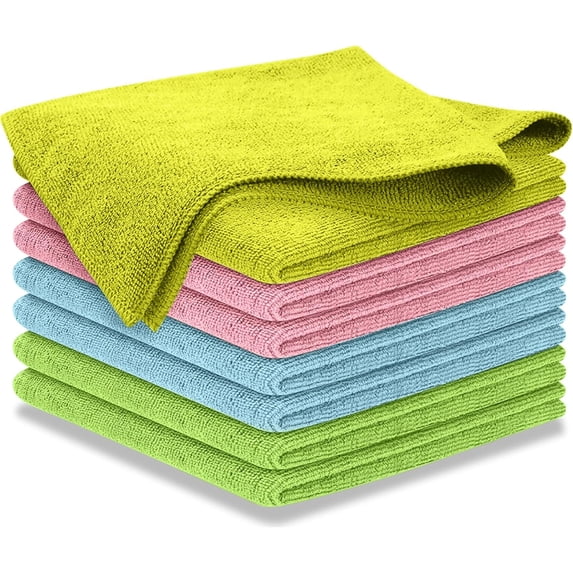 Nmkwnr Microfiber Cleaning Cloth, 8 Pack Highly Absorbent Cleaning Rags, Reusable Microfiber Towels for House, Kitchen, 12"x12", Multicolor