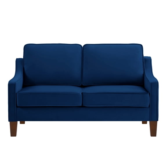 Nmkwnr Modern 2 Seater Loveseat Sofa for Living Room Office, Upholstered Velvet Small Couch Sofa with Wooden Legs